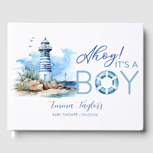 Ahoy It is a Boy Nautical Baby Shower Guest Book Gästebuch