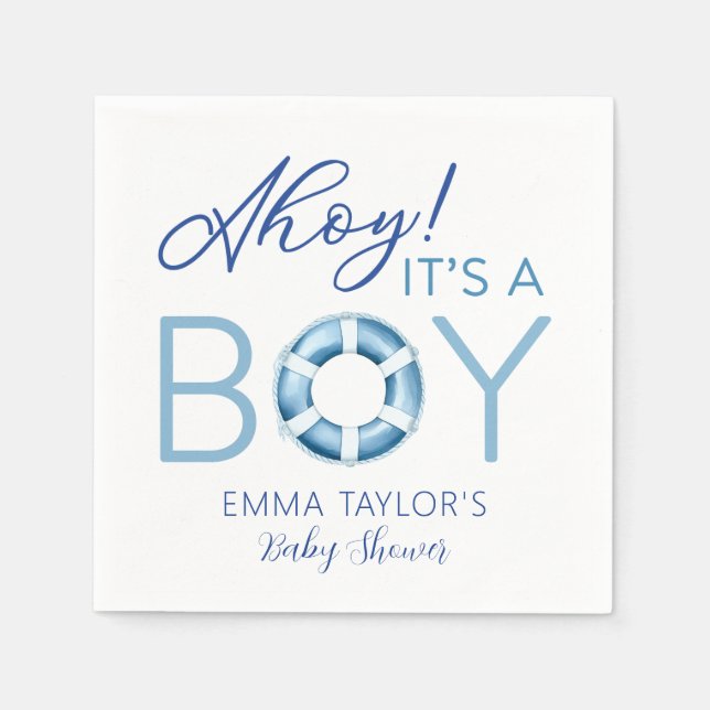Ahoy It is a Boy Nautical Baby Shower Napkins Serviette (Vorderseite)