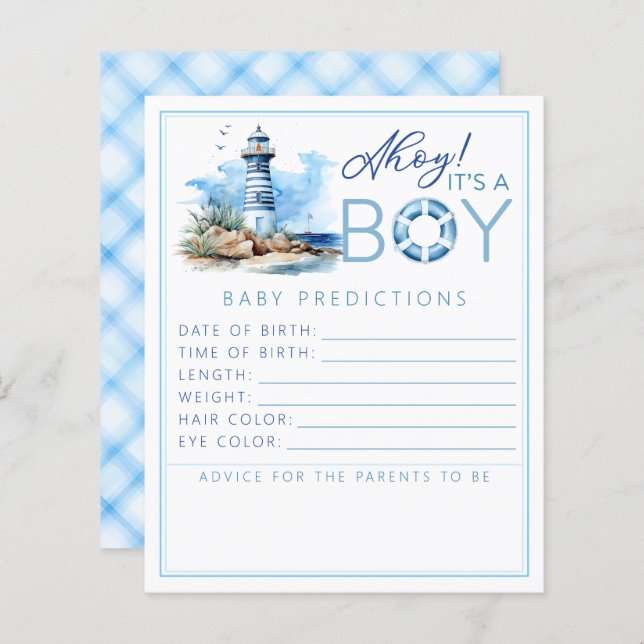 Ahoy It is a Boy Nautical Baby Shower Predication (Vorne/Hinten)