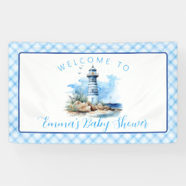 Ahoy It is a Boy Nautical Lighthouse Baby Shower Banner