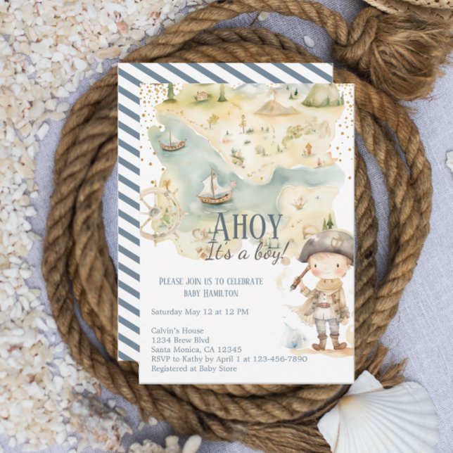 Ahoy It is a Boy Pirate Adventure Baby Shower Einladung (Von Creator hochgeladen)
