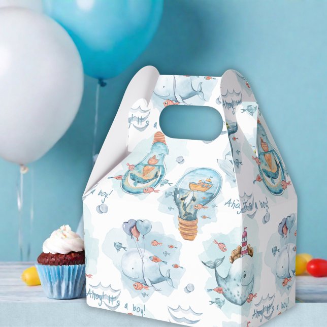 Ahoy It is a Boy Whale Baby Shower Guest Geschenkschachtel (Ahoy It's A Boy Whale Baby Shower Guest Favor Boxes
)