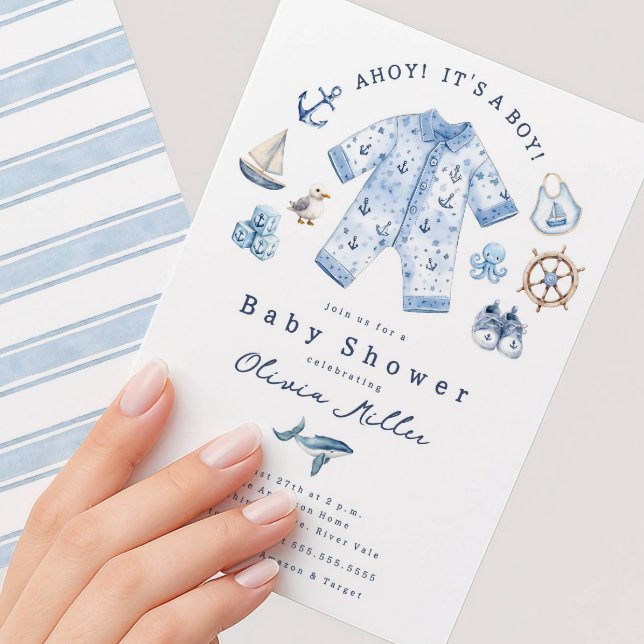 Ahoy It’s a Boy Baby Shower Invitation Einladung (Von Creator hochgeladen)