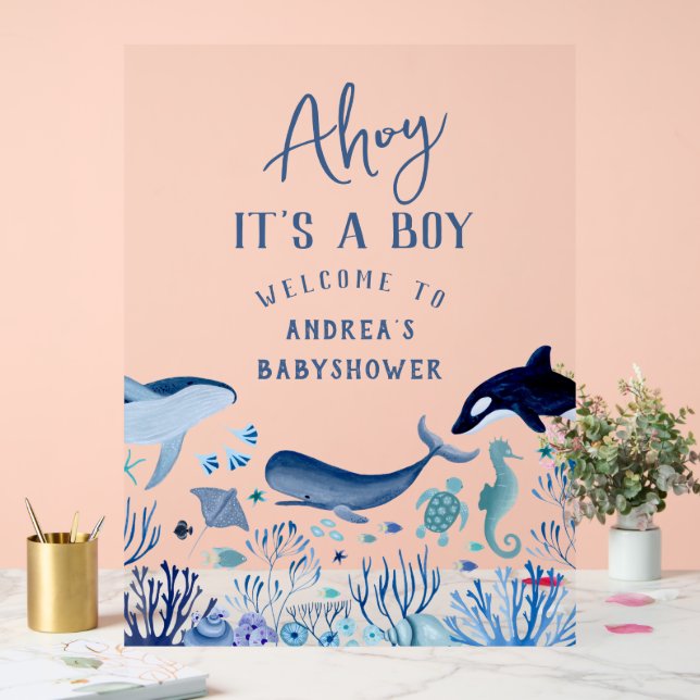 Ahoy It's a Boy Baby Shower Willkommen Acrylschild (Hochzeit)