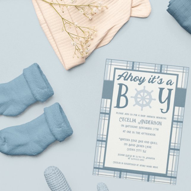 Ahoy It's A Boy Nautical Baby Shower Einladung (Von Creator hochgeladen)