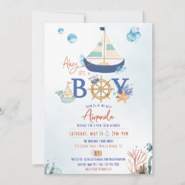 Ahoy It's a Boy Nautical Baby Shower Invite Einladung