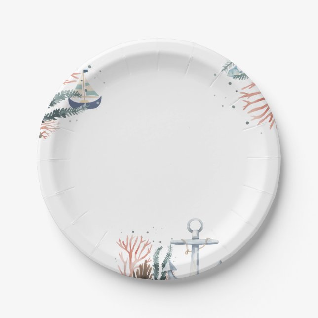 Ahoy It's a Boy Nautical Baby Shower Teller (Vorderseite)