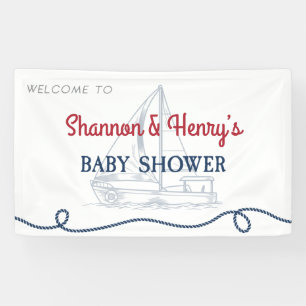 Ahoy It's a Boy Nautical Baby Shower Willkommen Banner