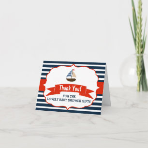 Ahoy It's A Boy! Nautical Boat Baby Shower Thanks Dankeskarte