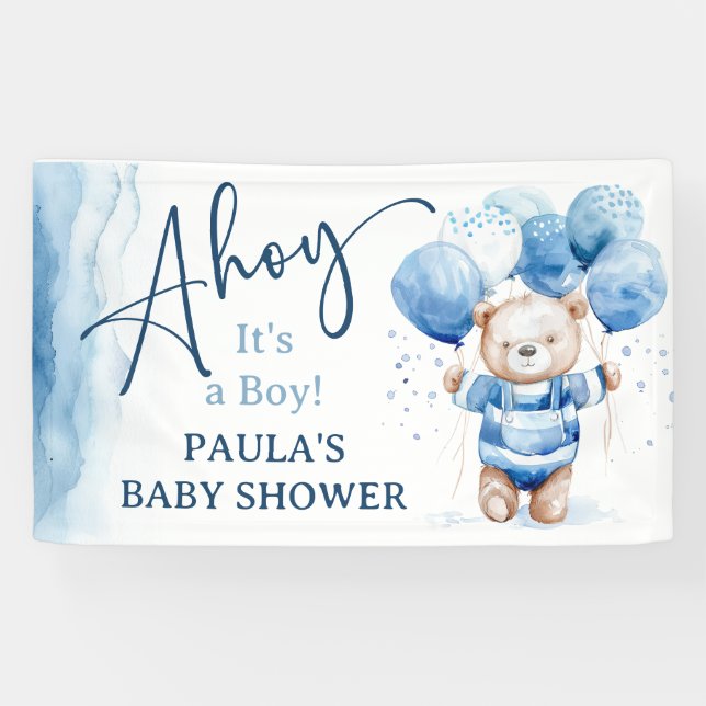 Ahoy It's a Boy Niedlich Nautical Baby Shower Banner (Horizontal)