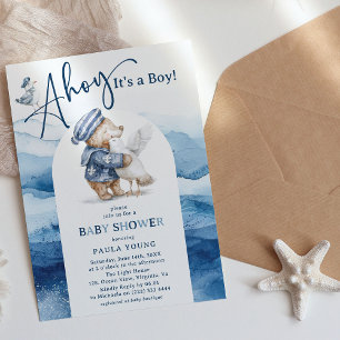 Ahoy It's a Boy Niedlich Nautical Baby Shower Einladung