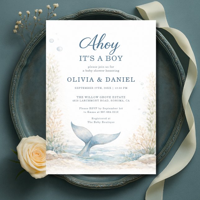 Ahoy It's a Boy Under the Sea Couples Baby Shower Einladung (Von Creator hochgeladen)