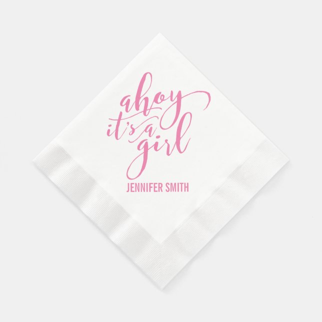 Ahoy It's a Girl Nautical Baby Shower Sip and See Serviette (Ecke)