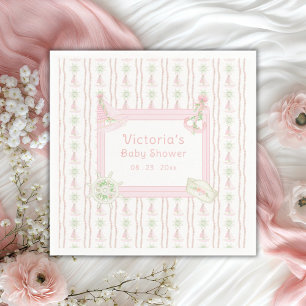 Ahoy It's a Girl Nautical Pink Serviette