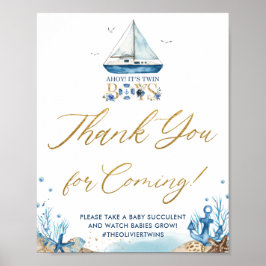 Ahoy It's Twin Boys Nautical Danke, dass du gekomm Poster