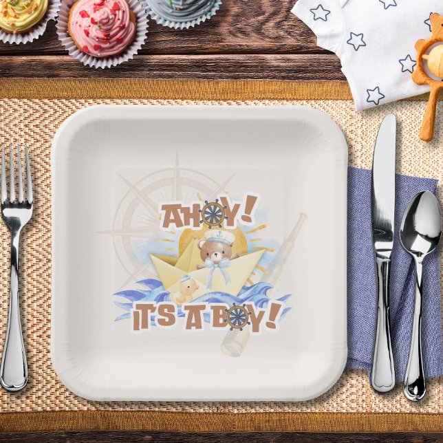 Ahoy! Jungen Babyparty Pappteller (Von Creator hochgeladen)