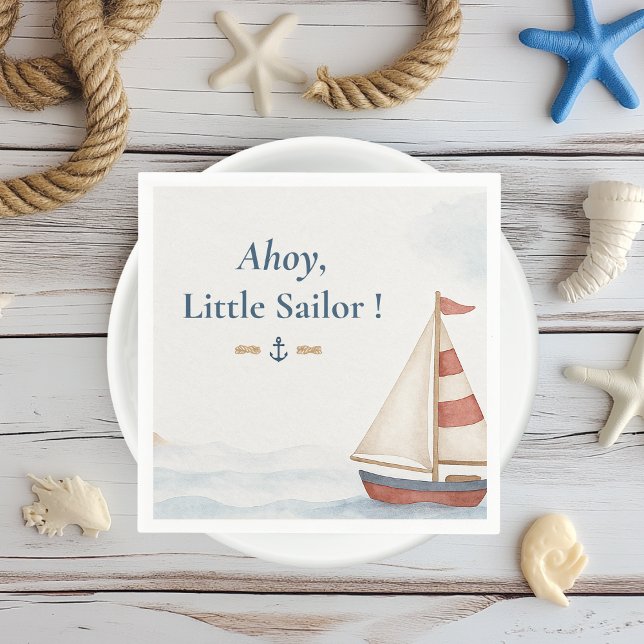 Ahoy Little Sailor | Geburtstagsparty Serviette (Von Creator hochgeladen)
