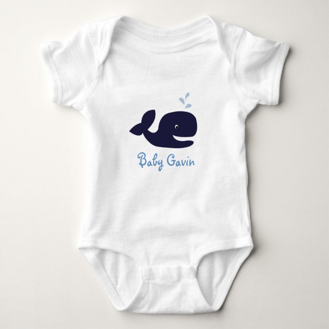 AHOY MATE BLUE WHALE Baby Strampler (Vorderseite)