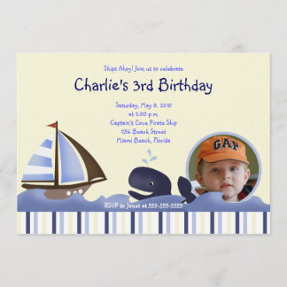 Ahoy Mate Blue Whale Birthday 12x18 Foto Einladung