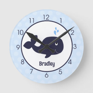 Ahoy Mate Blue Whale Wall Clock Runde Wanduhr