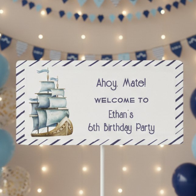 Ahoy mate Nautical Kindergeburtstag Banner (Von Creator hochgeladen)