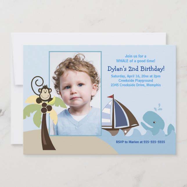 Ahoy Mate Whale *FOTO* Geburtstag 12x18 Einladung (Vorderseite)
