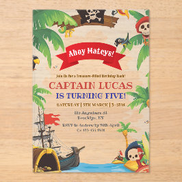 Ahoy Matey Boys Pirate Ship Birthday Acryleinladungen