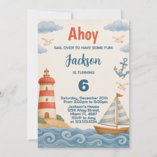 Ahoy Matey Nautical Birthday Einladung