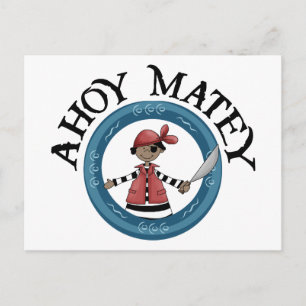 Ahoy Matey Patcheye Pirate Postcard Postkarte