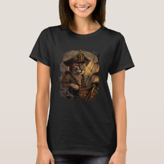 Ahoy, Matey! Pirate Cat Design mit Schiff und Joll T-Shirt
