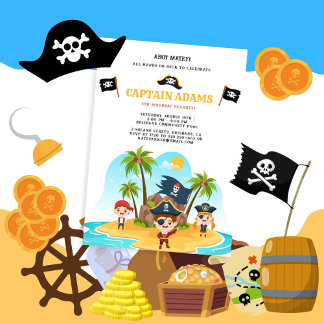 Ahoy Matey! Pirate Island Boys Birthday Einladung