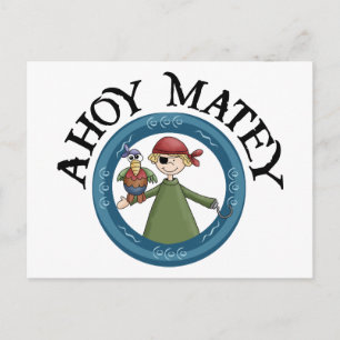 Ahoy Matey Pirate mit Parrot Postcard Postkarte