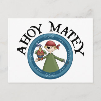 Ahoy Matey Pirate mit Parrot Postcard Postkarte