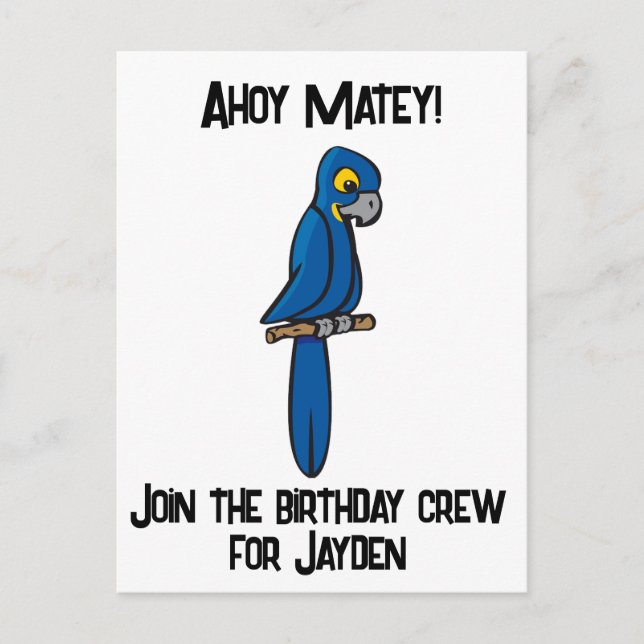 Ahoy Matey Pirate Parrot Cartoon, Funny Macaw Bird Postkarte (Vorderseite)