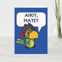 Ahoy Matey Pirate Parrot Cartoon Grußkarte