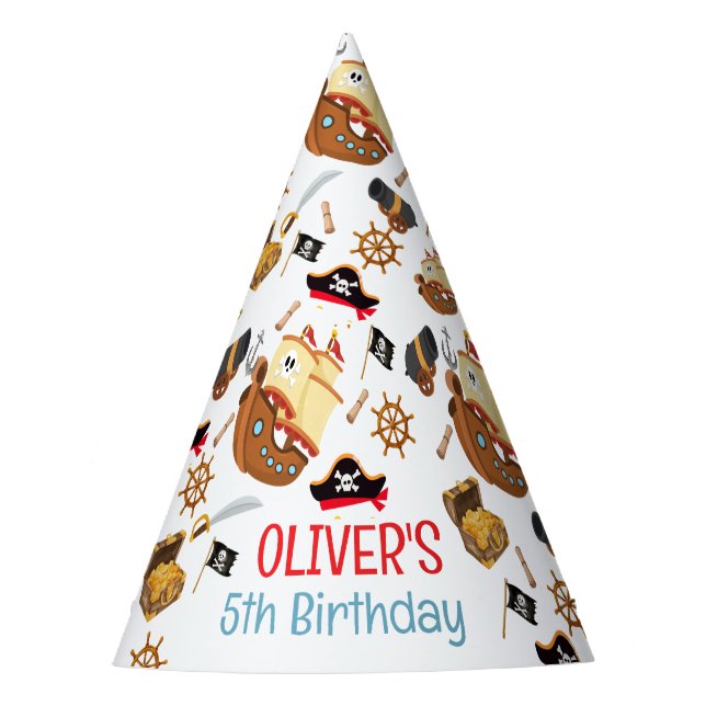 Ahoy Matey Pirate Personalized Birthday Partyhütchen (Vorderseite)