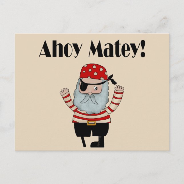 Ahoy Matey Pirate Postkarte (Vorderseite)