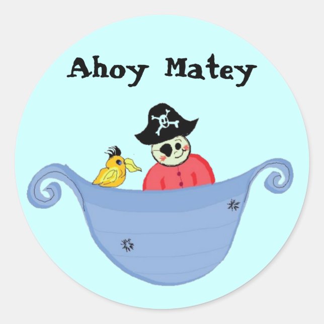 Ahoy Matey Runder Aufkleber (Vorderseite)