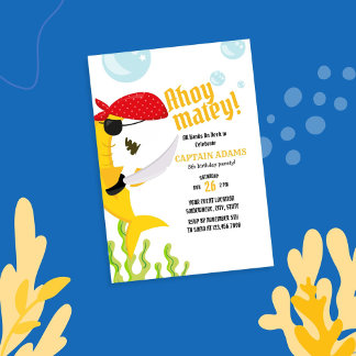 Ahoy Matey! Yellow Shark Pirate Einladung