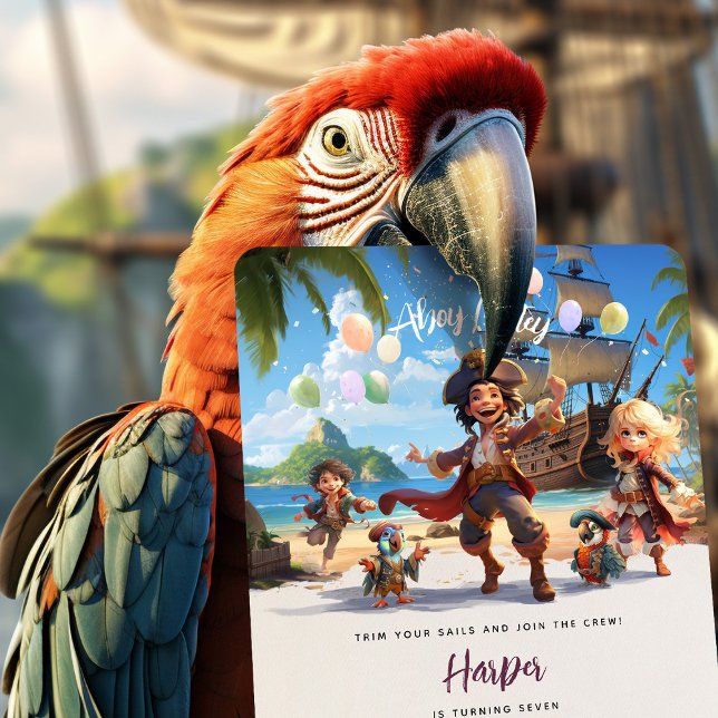 Ahoy Mateys! Pirate Paradise Island Birthday Bash Einladung (Von Creator hochgeladen)