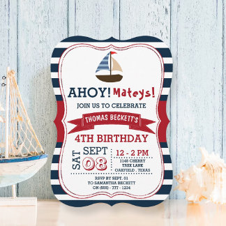Ahoy Mateys! Säuglingsboote jeden Geburtstag Einladung