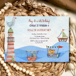 Ahoy Nautic Kinder Aquarell Geburtstag Einladung
