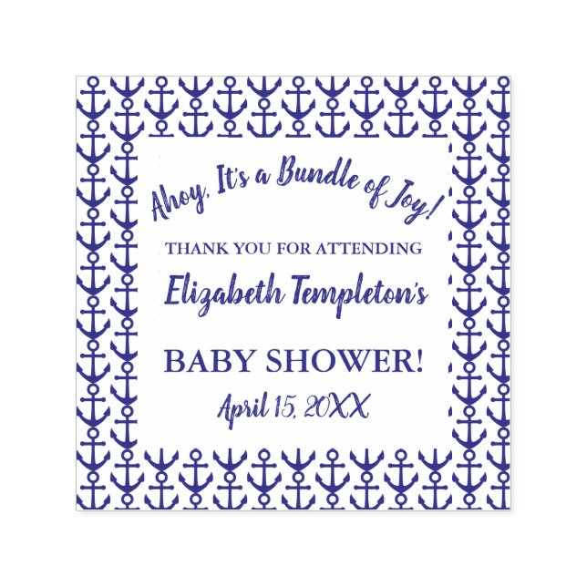 Ahoy Nautical Baby Dusche Danke Briefmarke Permastempel (Design)