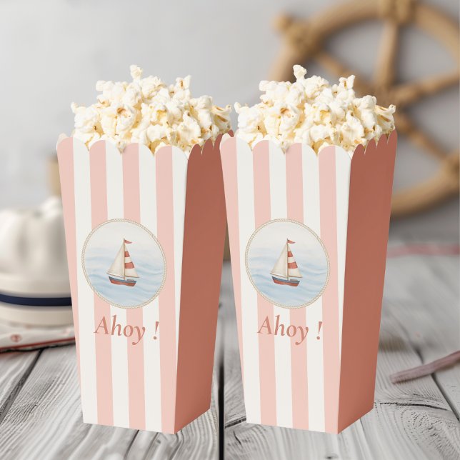 Ahoy Nautical Birthday | Red Strip & Sailboat Geschenkschachtel (Von Creator hochgeladen)