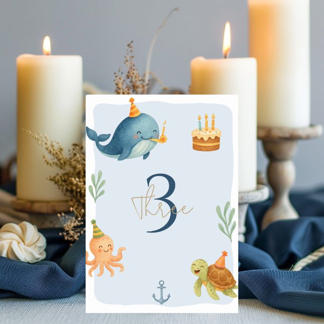 Ahoy Nautical Birthday | Wale und Meerestiere Tischnummer (Von Creator hochgeladen)