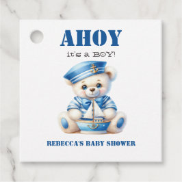 Ahoy Nautical Blue Sailor Bear Boy Baby Dusche Geschenkanhänger