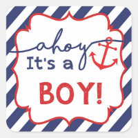 Ahoy Nautical Boy Baby Dusche Danke Sticker