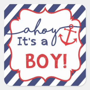 Ahoy Nautical Boy Baby Dusche Danke Sticker