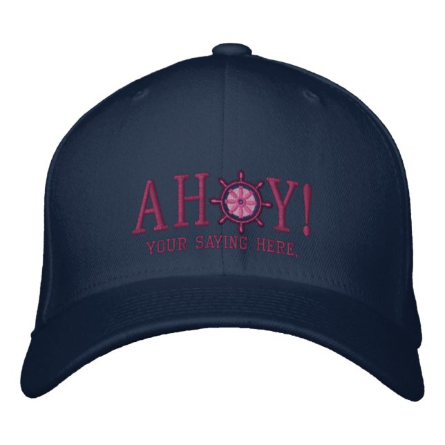 AHOY! Nautical Greetings Embroidery Bestickte Baseballkappe (Vorderseite)
