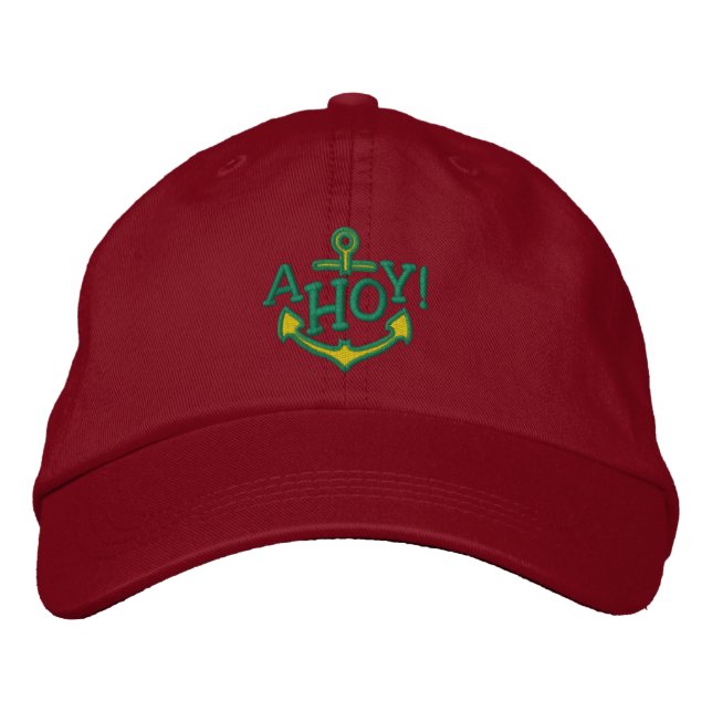 AHOY! Nautical Greetings Embroidery Bestickte Kappe (Vorderseite)
